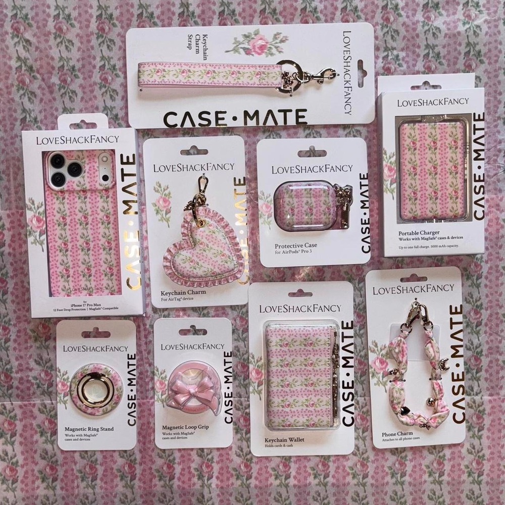 LoveShackFancy x Case-Mate bundle iPhone 17 pro max case , AirPod case, keychain